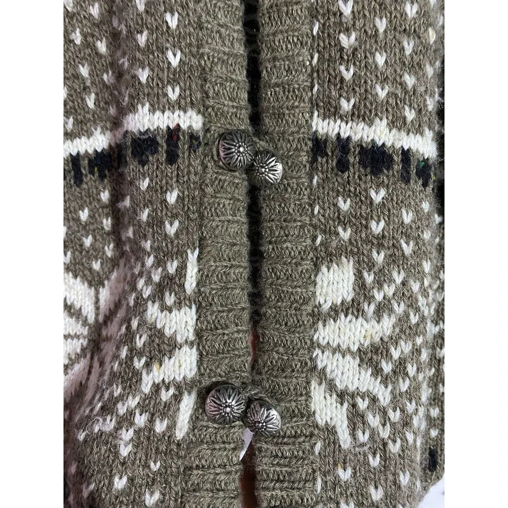 Vintage Catamount Trail Cardigan Sweater L Tan Wool Fair Isle Grandma‎ Cabincore